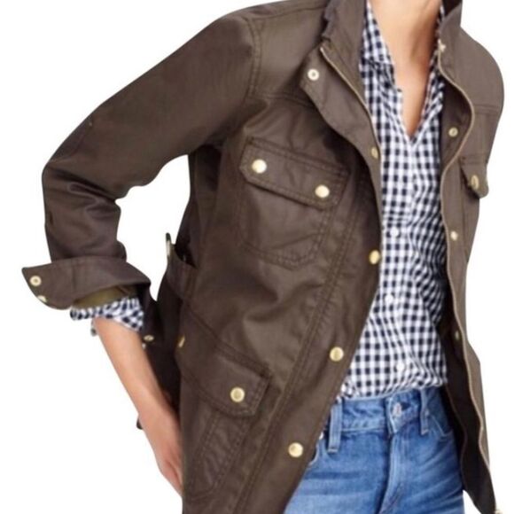 J. Crew relaxed boyfriend field jacket size XS army green cotton casual relaxed - Picture 1 of 13